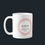 Pink custom bridesmaid bachelorette coffee mug<br><div class="desc">Custom coffee mugs make practical gifts to your bridesmaids. Let your girls know how much you appreciate them with this classy yet personal custom name mug. Personalise each cup with the recipient's name,  personal saying or inside joke.</div>