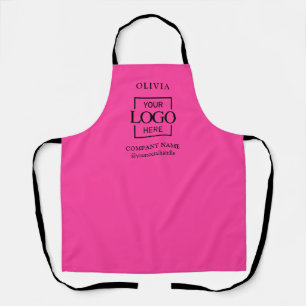 Pink Custom Business Logo & Employee Name Branded Apron