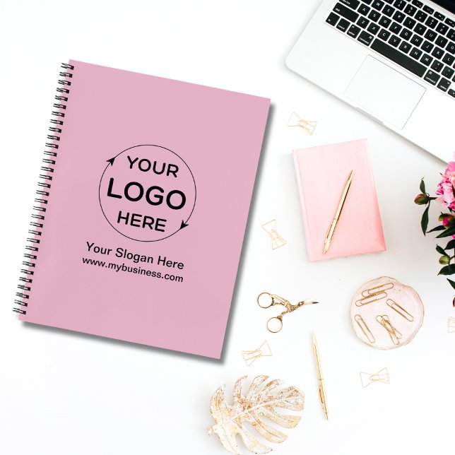 Pink Custom Business Logo  Notebook (Pink Color Custom Business Logo Notebook)
