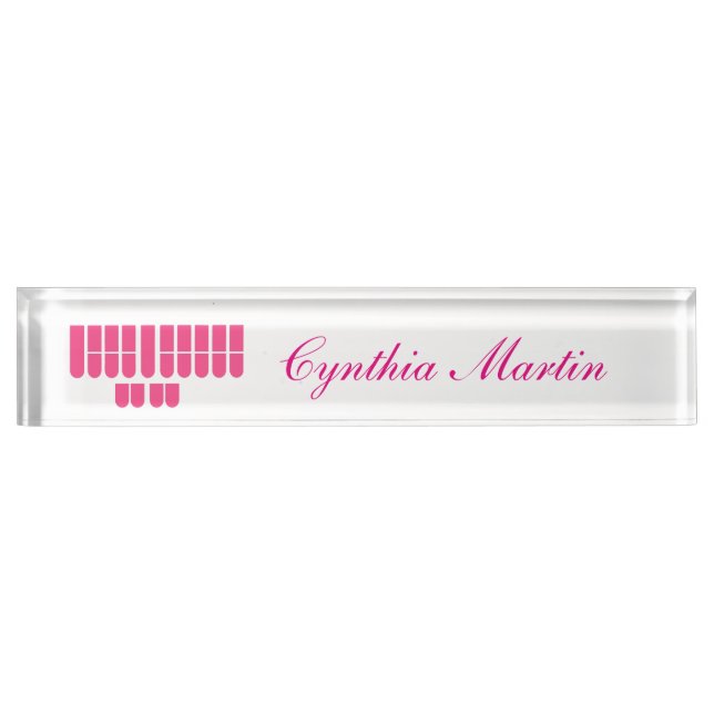 Pink custom court reporter name plate (Front)