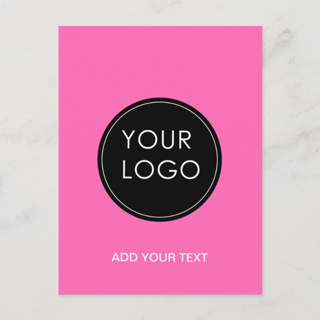 Pink Custom Logo Business Company  Postcard (Front)