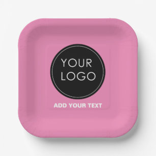 Pink Custom Logo Company Business Event  Paper Plate
