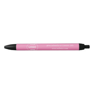 Pink Custom Logo Modern Minimalist Business Black Ink Pen