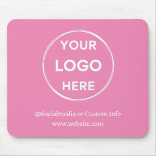 Pink Custom Logo Modern Minimalist Business Staff Mouse Mat