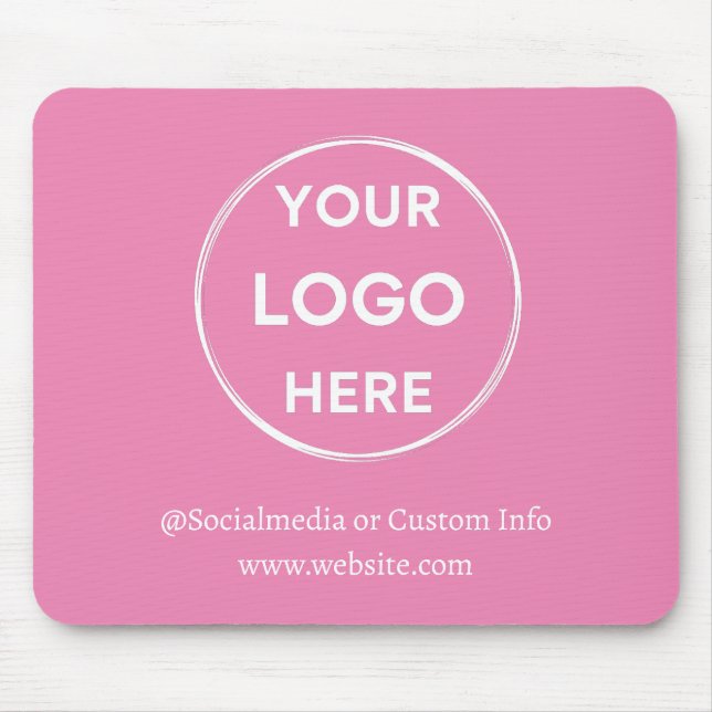 Pink Custom Logo Modern Minimalist Business Staff Mouse Mat (Front)
