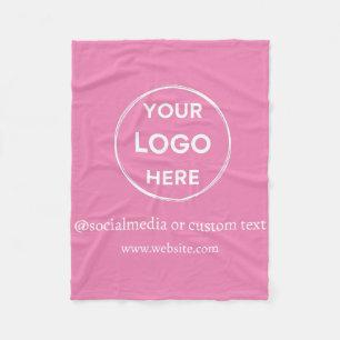 Pink Custom Logo Social Media Modern Business Fleece Blanket