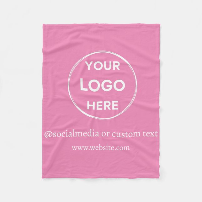 Pink Custom Logo Social Media Modern Business Fleece Blanket (Front)