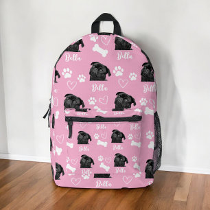 Pink Custom Love Paw Print Dog Lover Pet Photo Printed Backpack