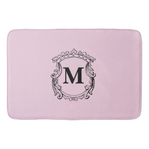 Pink Custom Monogram Crest Bath Mat