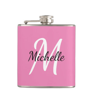Pink Custom Monogram Flask