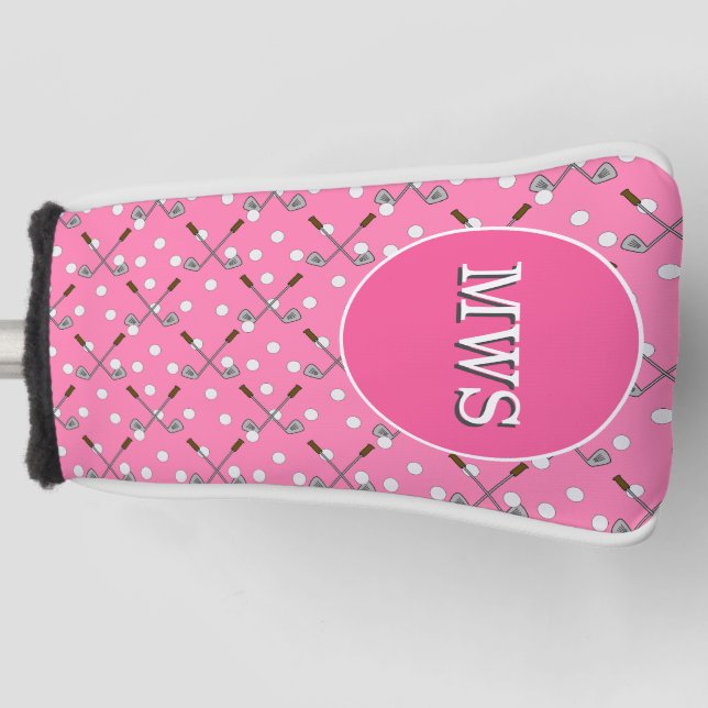 Pink Custom Monogram Golf Head Cover (Front)