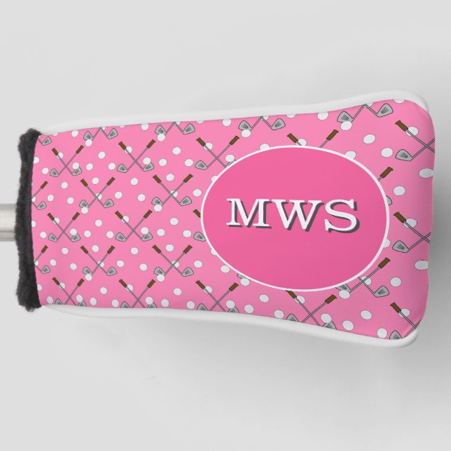 Pink Custom Monogram Golf Putter Head Cover (Front)