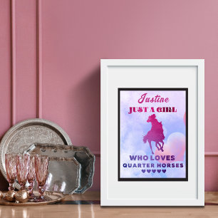 Pink Custom Name Just a Girl Who Loves Horses Poster