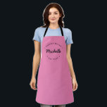 Pink Custom Name Year Master Baker Apron<br><div class="desc">Lots of talent coming out of that kitchen. Customise the Name and established year as you need. This personalised apron is pink with black type. Stylish typography style treatment. Encourage the Master baker in your life with a special gift.</div>