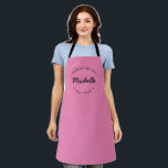 Pink Custom Name Year Master Baker Apron<br><div class="desc">Lots of talent coming out of that kitchen. Customise the Name and established year as you need. This personalised apron is pink with black type. Stylish typography style treatment. Encourage the Master baker in your life with a special gift.</div>