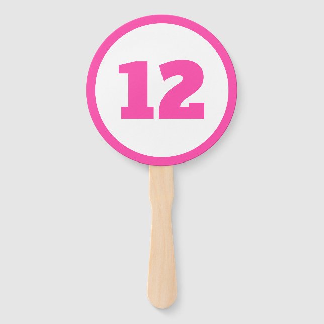 pink custom number hand fan (Front)