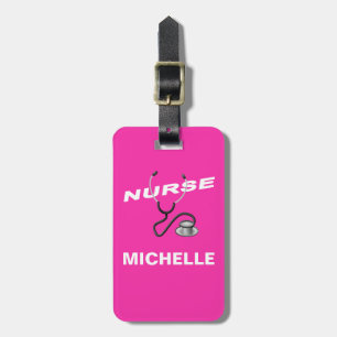 PINK  Custom Nurse Name Luggage Tag
