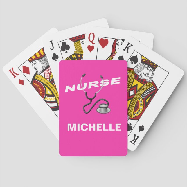 PINK  Custom Nurse Name Playing Cards (Back)