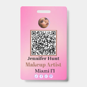 Pink Custom Personalised Badges Name Tag QRcode  ID Badge