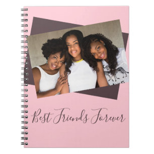 Pink Custom Photo Best Friends Forever in Script Notebook