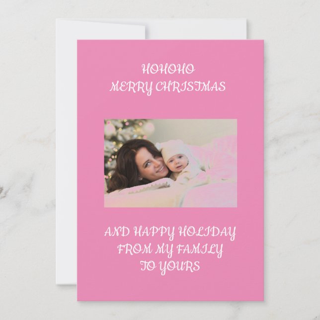 Pink custom photo Christmas  Invitation (Front)