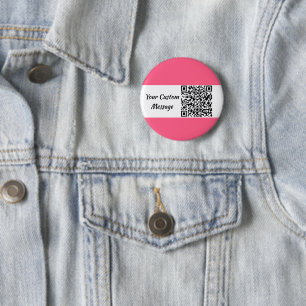 Pink Custom QR Code Trendy 6 Cm Round Badge