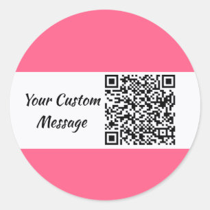 Pink Custom QR Code Trendy Classic Round Sticker