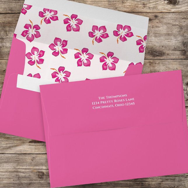 Pink Custom Return Address Hawaiian Pattern Envelope (Creator Uploaded)