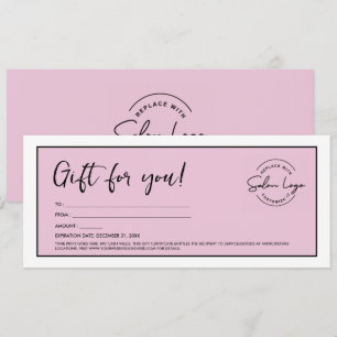 Pink Custom Salon logo Minimalist Voucher Invitation