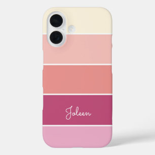 pink Custom Summer  Colour Block Stripes iPhone 16 Case