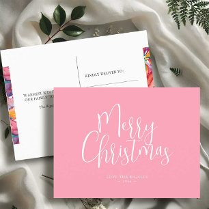 Pink Customisable Christmas Postcards