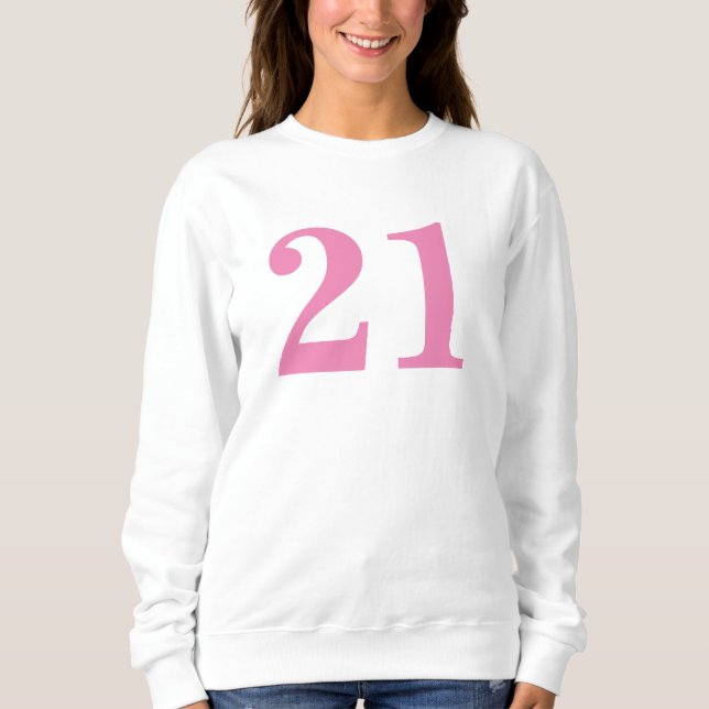 Pink Customise Number Basic Long Sleeve T-Shirt Sweatshirt (Front)