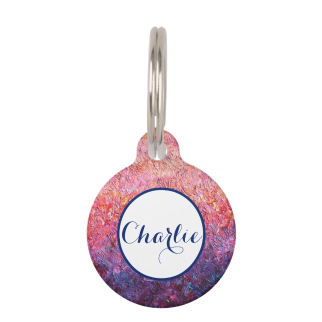 Pink customised lost dog pet tag (Front)