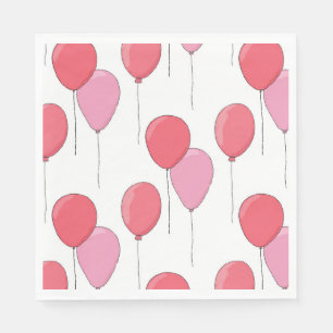 Pink cute air balloon. Kids girl birthday pattern Napkin