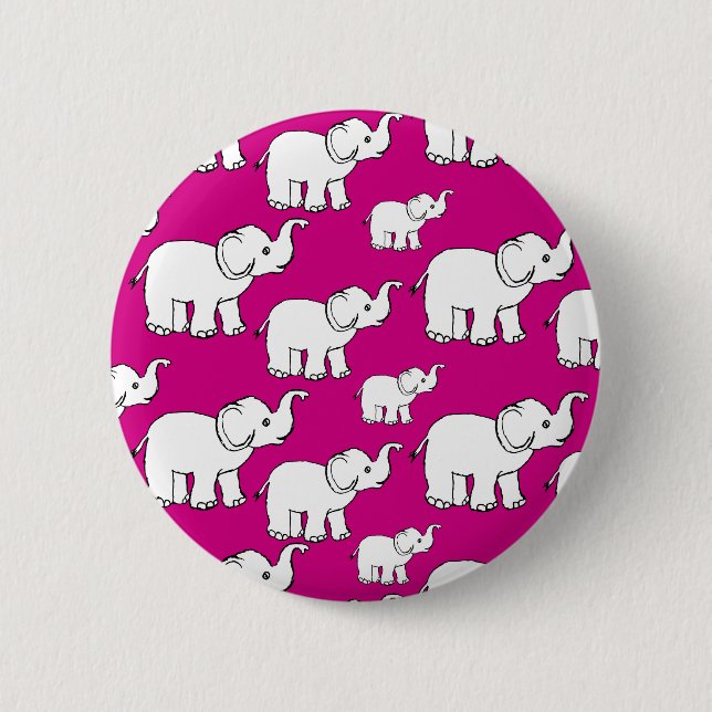 Pink Cute Animal Pattern Cartoon Elephant Pattern 6 Cm Round Badge (Front)