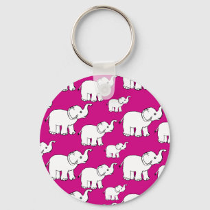 Pink Cute Animal Pattern Cartoon Elephant Pattern Key Ring