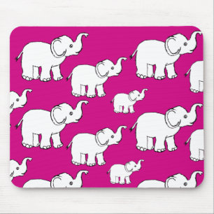 Pink Cute Animal Pattern Cartoon Elephant Pattern Mouse Mat