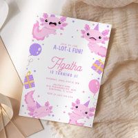 Pink Cute Axolotl Girl Birthday Party