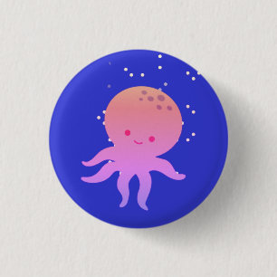 Pink Cute Baby Octopus Cartoon 3 Cm Round Badge