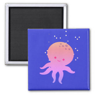 Pink Cute Baby Octopus Cartoon Magnet