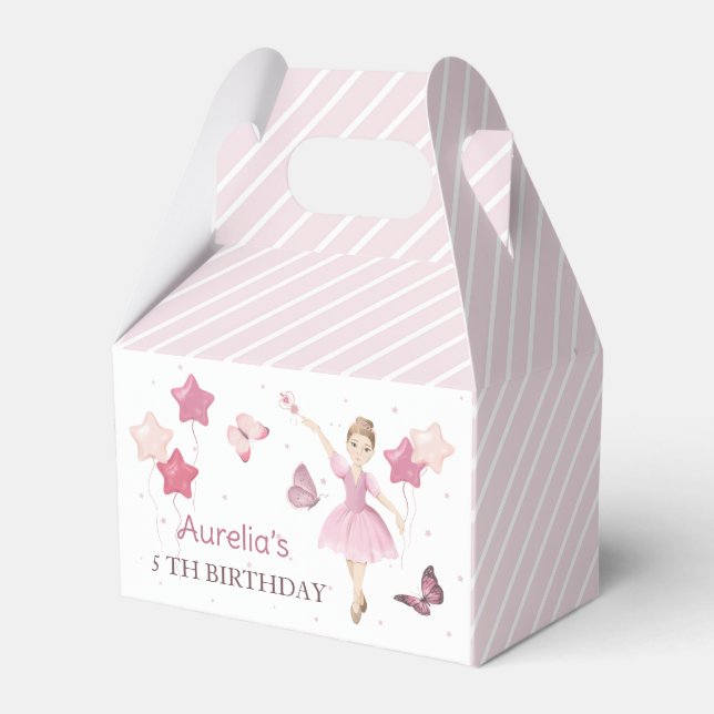 Pink Cute Ballerina Birthday Favour Box (Front Side)