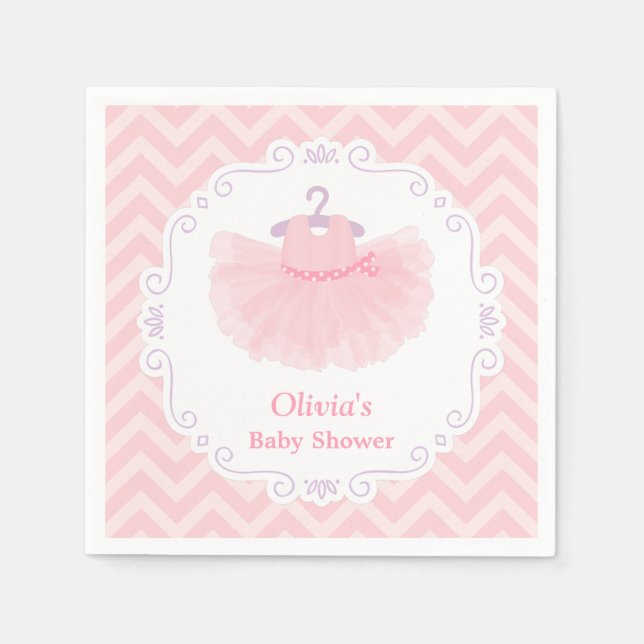 Pink Cute Ballerina Tutu Girl Baby Shower Supplies Napkin (Front)
