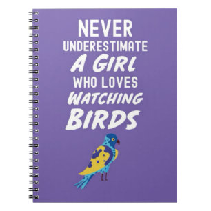 Pink Cute Bird Watching Gifts For Girls Kids Girly Notebook