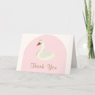 Pink Cute Boho Arch Princess Swan Baby Shower  Thank You Card