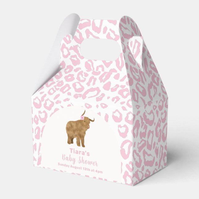 Pink Cute Boho Holy Cow Floral Girl Baby Shower  Favour Box (Front Side)