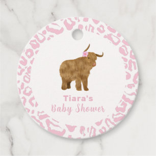 Pink Cute Boho Holy Cow Floral Girl Baby Shower  Favour Tags