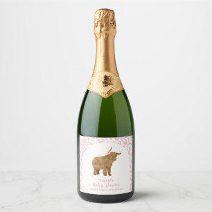 Pink Cute Boho Holy Cow Floral Girl Baby Shower  Sparkling Wine Label