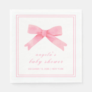 Pink Cute Bow Girl Baby Shower Napkin