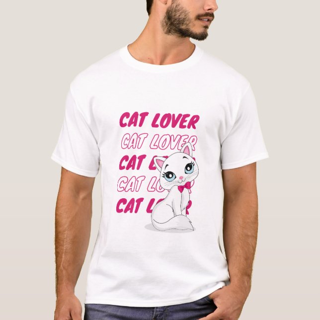 Pink Cute Cat Lover T-Shirt (Front)
