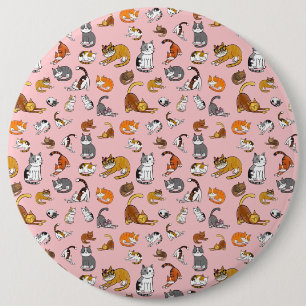 pink cute cat pattern design for cat lovers- 6 cm round badge